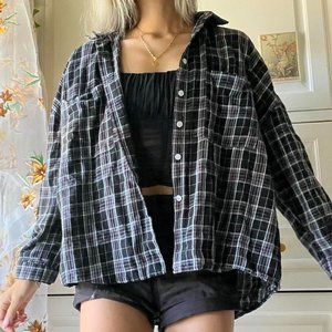 Oversized Plaid Button Up Shirt